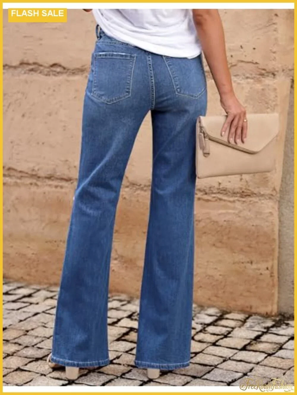 Women High Waisted Ripped Flare Jeans Y2K Distressed Bell Bottom Wide Leg